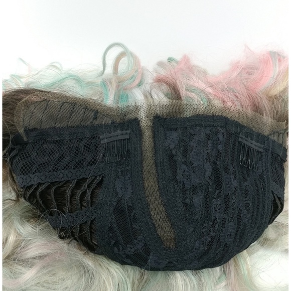 Gray pink blue lace front long wavy wig - Picture 6 of 6